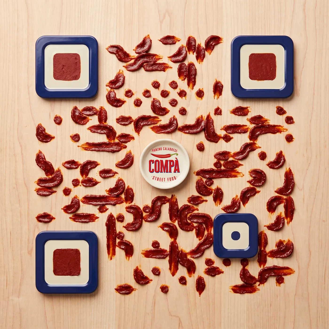Your code: the Compà code, made of 'nduja on flat tin lids