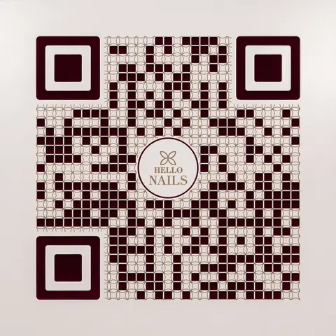 Hello Nails code: a burgundy lattice with the salon medallion