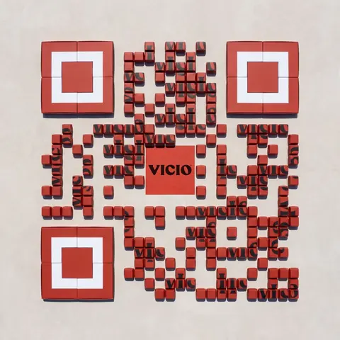 Vicio code made of red tiles with the VICIO plate